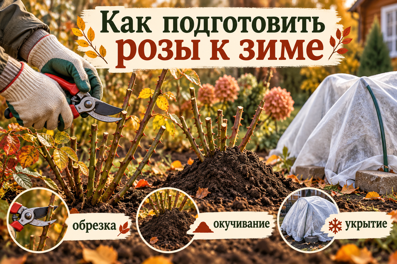 Как подготовить розы к зиме — обрезка, окучивание и укрытие